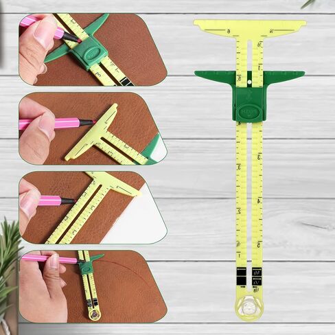 مقياس الخياطة 5-in-1 مقياس انزلاق على شكل حرف T 4 أجهزة كمبيوتر مثقفة أداة خياطة النسيج أداة لقياس المسطرة لقياس صياغة الحياكة in Kuwait