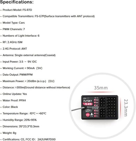 مستقبل GOOLRC FLAYSKY FS-R7D ، هوائيات ANTENAS البالغة 2.4 جيجا جيهتز in Kuwait