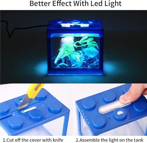 Mini Fish, Small Betta Fish Stackable Cube with Fish Decor Desktop Micro Landscape LED Fish for Office Home Desk Decoration in Saudi Arabia