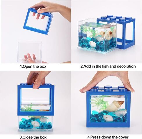 Mini Fish, Small Betta Fish Stackable Cube with Fish Decor Desktop Micro Landscape LED Fish for Office Home Desk Decoration in Saudi Arabia
