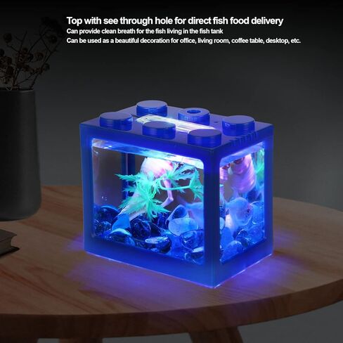 Mini Fish, Small Betta Fish Stackable Cube with Fish Decor Desktop Micro Landscape LED Fish for Office Home Desk Decoration in Saudi Arabia