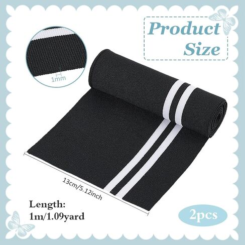 بنقاس مضرب بينيكريريت 2pcs من الألياف المرنة ، 39x5.1inch خطوط النمط ذي الأضلاع المتماسكة حزام متماسكة ، أصفاد ، أشرطة رقبة للتشذيب والملابس الحواف ، سميكة 1 ملم in Saudi Arabia
