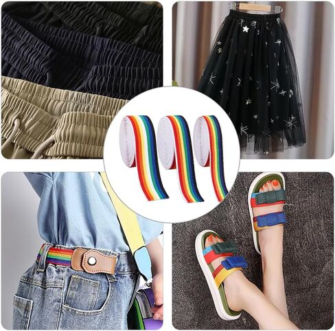 أصابع الإصبع 6 ياردات قوس قزح نايلون شريط مرن 20/25/38 ملم خياطة الشريط المرن عري in Saudi Arabia