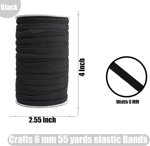 6mm *55 Yards Elastic Bands 1/4 inch Sewing Flat Stretch Strap for DIY Projects,Pants, Clothing & DIY Crafting (White) in Saudi Arabia