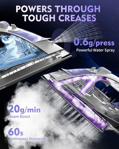 الحديد اللاسلكي للملابس ، 1500 واط من الحديد البخاري التدفئة السريعة ، اللوح الخزفي ، مغلق تلقائي ، النخاع الذاتي ، مضاد CALC ، 3 إعدادات درجات الحرارة ، 11.84 أوقية خزان الماء ملابس للمنزل ، الأسود in Kuwait