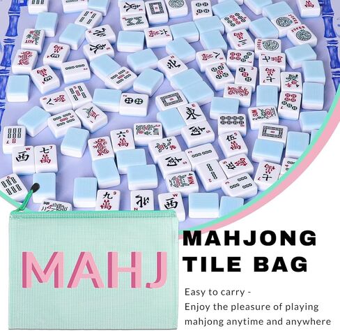 حقيبة Mahjong Tile Bag فارغة حقيبة Mahjong الأمريكية مع هدايا ملحقات Mahjong Zipper لمحبي Mahj (الأخضر) in Kuwait