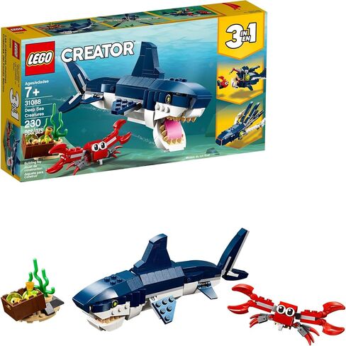 LEGO Creator 3 in 1 Sea Creatures ، يتحول من سمك القرش وسرطان البحر إلى Squid إلى Fish Fish ، وألعاب حيوانات البحر ، والهدايا لمدة 7 فتيات وأولاد ، 31088 ، 31088 in Saudi Arabia