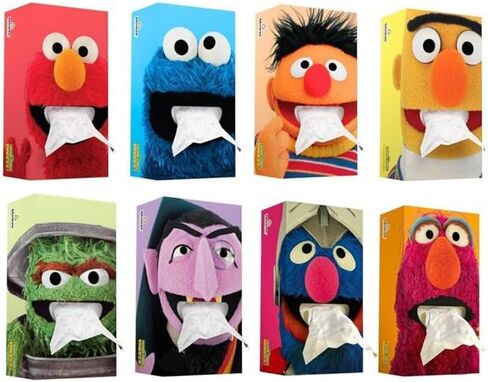 SESAME STREET SNEEZE 4-Pack - Premium Facial Tissues Fun Designs for Kids - Made in USA - Ideal Get Well Gift - Gentle & Absorbent Relief for Sniffles | 496 Total Tissue Count (124 Each Box) in Saudi Arabia