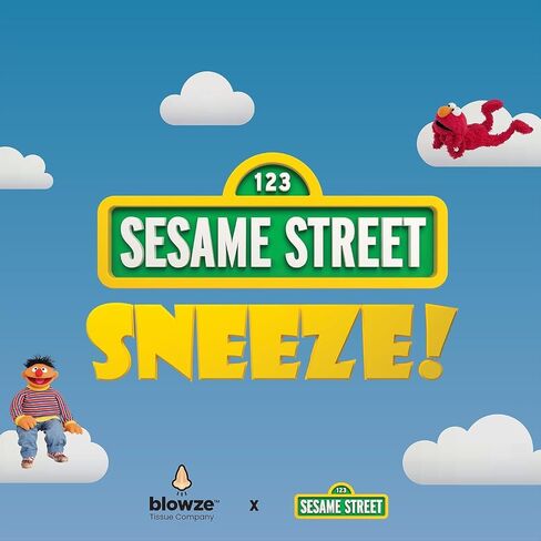 SESAME STREET SNEEZE 4-Pack - Premium Facial Tissues Fun Designs for Kids - Made in USA - Ideal Get Well Gift - Gentle & Absorbent Relief for Sniffles | 496 Total Tissue Count (124 Each Box) in Saudi Arabia