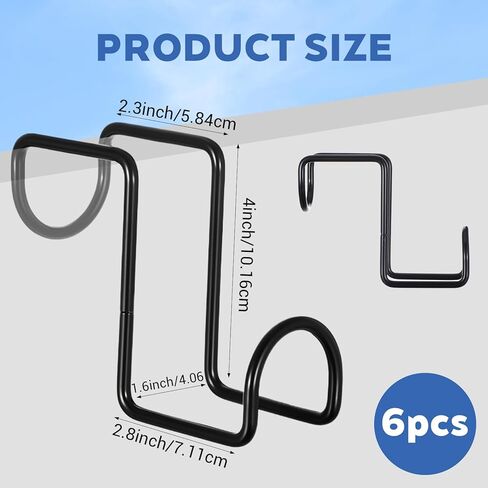 6pcs 4 بوصة هوك ، المعادن الثقيلة على خطاف تاك للسكك الحديدية لجسور الحصان المعلقة ، الدلاء (أسود) in Saudi Arabia