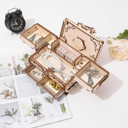 3D Wooden Puzzle for Adults Music Box – DIY Mechanical Treasure Chest with Hidden Compartments, Jewelry Storage & Melody, Decorative for Christmas or Birthday in Saudi Arabia