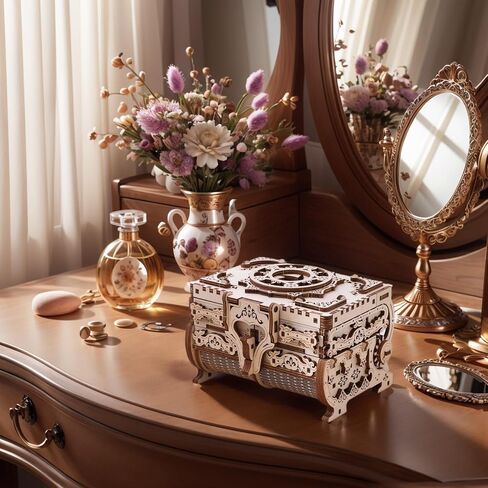 3D Wooden Puzzle for Adults Music Box – DIY Mechanical Treasure Chest with Hidden Compartments, Jewelry Storage & Melody, Decorative for Christmas or Birthday in Saudi Arabia