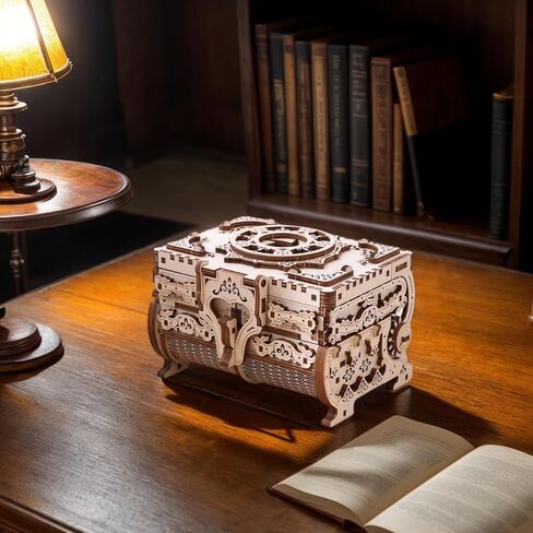 3D Wooden Puzzle for Adults Music Box – DIY Mechanical Treasure Chest with Hidden Compartments, Jewelry Storage & Melody, Decorative for Christmas or Birthday in Saudi Arabia