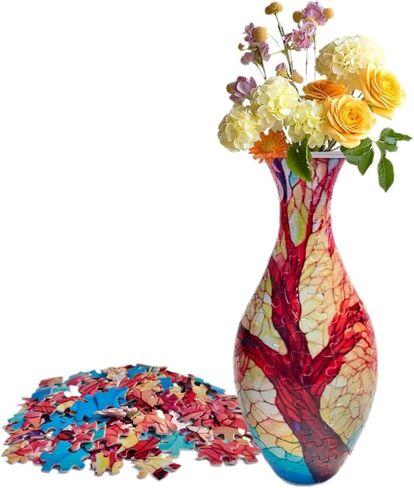 3D Vase Puzzle for Adults Room Decor Puzzles- Reusable Flower Vase with Tree of Life Design, Dust-Free Plastic Crafts，House Warming Gift for Flower Arrangements and Home Decoration in Saudi Arabia
