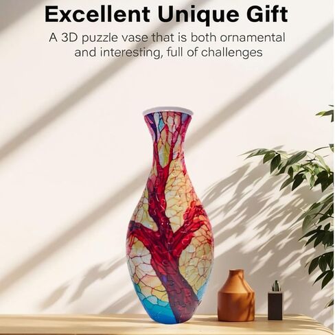 3D Vase Puzzle for Adults Room Decor Puzzles- Reusable Flower Vase with Tree of Life Design, Dust-Free Plastic Crafts，House Warming Gift for Flower Arrangements and Home Decoration in Saudi Arabia