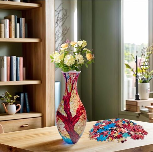 3D Vase Puzzle for Adults Room Decor Puzzles- Reusable Flower Vase with Tree of Life Design, Dust-Free Plastic Crafts，House Warming Gift for Flower Arrangements and Home Decoration in Saudi Arabia