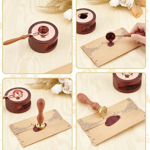Craspire 6 Style Merry Christmas Wax Seal Seal Set Heads Brass Sealing Stamp Heads+1PC Wood Handle Handle Citable Admovable Kit for Pine Cone Snowflake Reindeer Sleigh Holly Party Envelop in Saudi Arabia