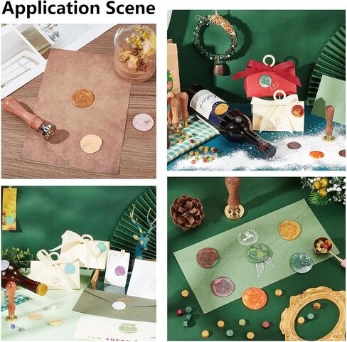 Craspire 6 Style Merry Christmas Wax Seal Seal Set Heads Brass Sealing Stamp Heads+1PC Wood Handle Handle Citable Admovable Kit for Pine Cone Snowflake Reindeer Sleigh Holly Party Envelop in Saudi Arabia