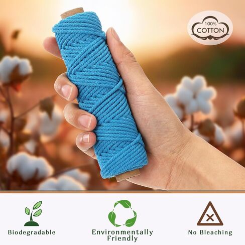 18 Rolls Macrame Cord 3mm × 594 ياردة - طقم حبل الحبل القطني الطبيعي الملون ، 4 خيوط ملتوية متنوعة سلسلة خيوط شماعات الجدار ، معلقة النبات ، الحياكة DIY ، مستلزمات MacRame in Kuwait