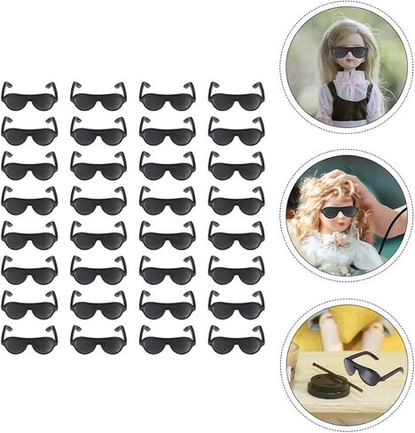 BESTonZON Mini Sunglasses Toys for Dolls - Black Plastic Glasses for Dressing up Creative Doll Accessories for Kids Crafts and Playtime in Saudi Arabia
