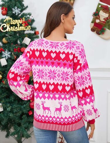 KOJOOIN Christmas Sweaters for Women Fun Patterns Cute Cardigans Merry Winter Open Front Knit Sweaters Outerwear in Kuwait