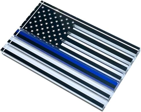Thin Blue Line Acrylic Challenge Coin Display – American Flag Tabletop Stand for Law Enforcement, Police Officers, and Leo Coin Collectors in Saudi Arabia