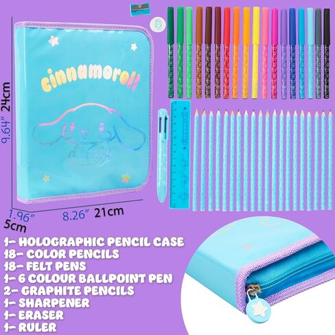 Hello Kitty Sanrio Case Case Kids Colored Pencils Markers Kawaii Kuromi Homeery for Kids (Multi Kuromi) in Saudi Arabia
