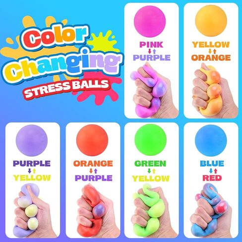 12pcs كرات الإجهاد المتغيرة للألوان-كرات تخفيف الإجهاد الناعمة القابلة للضغط للاسترخاء ، والأعمار ، ومثالية للحفلات ، والمنزل ، والفصول الدراسية ، واستخدام المكتب ، والتصميم البطيء ، المحمولة in Kuwait
