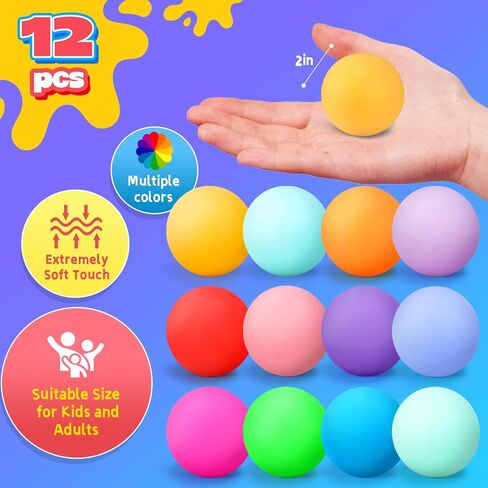 12pcs كرات الإجهاد المتغيرة للألوان-كرات تخفيف الإجهاد الناعمة القابلة للضغط للاسترخاء ، والأعمار ، ومثالية للحفلات ، والمنزل ، والفصول الدراسية ، واستخدام المكتب ، والتصميم البطيء ، المحمولة in Kuwait