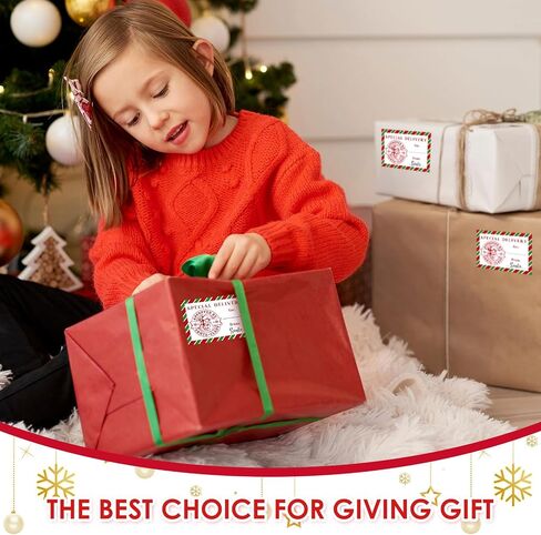 100 Pieces from Santa Gift Tag Stickers Christmas Labels Mail Shipping North Pole Delivery Stickers for Xmas Surprise Gift Present Wrapping Holiday Party Favors, 4 x 2 Inches in Saudi Arabia