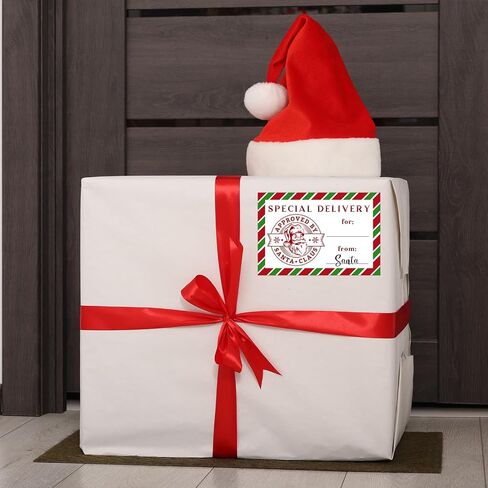 100 Pieces from Santa Gift Tag Stickers Christmas Labels Mail Shipping North Pole Delivery Stickers for Xmas Surprise Gift Present Wrapping Holiday Party Favors, 4 x 2 Inches in Saudi Arabia