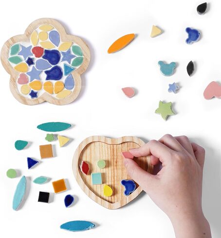 E2CTiles 2 Sets Ceramic Mosaic Coaster Craft Kits, Complete Craft Kit for Adults & Kids, Gift for Family Bonding, Date Night, or Art Lovers, All-in-One Mosaic Art Supplies in Kuwait