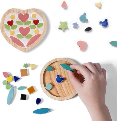 E2CTiles 2 Sets Ceramic Mosaic Coaster Craft Kits, Complete Craft Kit for Adults & Kids, Gift for Family Bonding, Date Night, or Art Lovers, All-in-One Mosaic Art Supplies in Kuwait