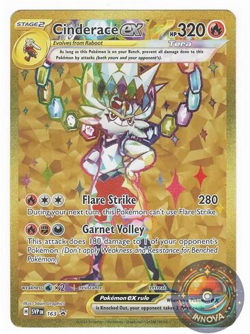 Pokemon - Cinderace Ex SVP 163 - Gold Full Art - Terapagos Ultra Premium Collection Card - حصري in Kuwait