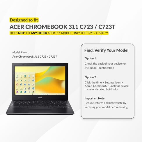 Air Hard Shell Case for Acer Chromebook 311 C723, Student-Proof K-12 Protective Clear Cover (1-Pack) in Saudi Arabia