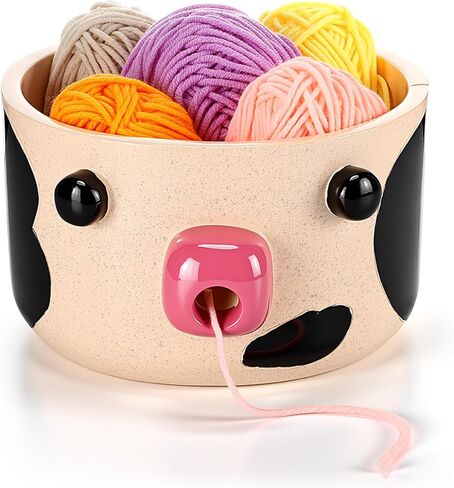 Yarn Bowl for Crocheting Knitting Cute Yarn Handmade Craft Knitting Bowl Large Crochet Storage Holder Accessories Gift for Beginners, Knitters Funny, Crochet Gift(Cow) in Saudi Arabia