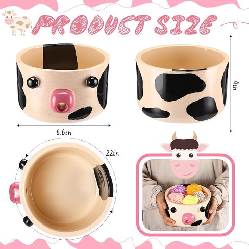 Yarn Bowl for Crocheting Knitting Cute Yarn Handmade Craft Knitting Bowl Large Crochet Storage Holder Accessories Gift for Beginners, Knitters Funny, Crochet Gift(Cow) in Saudi Arabia