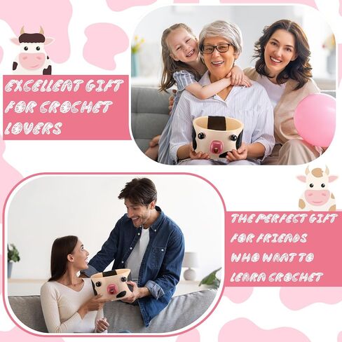 Yarn Bowl for Crocheting Knitting Cute Yarn Handmade Craft Knitting Bowl Large Crochet Storage Holder Accessories Gift for Beginners, Knitters Funny, Crochet Gift(Cow) in Saudi Arabia