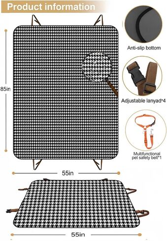 Dog Car Seat Cover for Back Seat - Waterproof and Scratchproof Back Seat Cover for Dogs Nonslip Car Seat Cover for Dogs Fits for Cars and SUVs(Includes Pet Seat Belt) (Leather) in Saudi Arabia