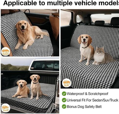 Dog Car Seat Cover for Back Seat - Waterproof and Scratchproof Back Seat Cover for Dogs Nonslip Car Seat Cover for Dogs Fits for Cars and SUVs(Includes Pet Seat Belt) (Leather) in Saudi Arabia