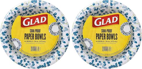 Glad Everyday Disposable Paper Bowls with Berry Nice Design - Soak-Proof, Cut-Proof, Microwaveable Paper Bowls, Spring Themed Disposable Bowls for Everyday Use | 16 Ounces, 44 Count in Saudi Arabia