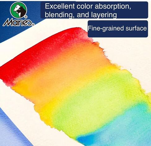 Marie's Watercolor Paper, Watercolor Paper Block, 140lb 300 GSM, Anti-Buckling, 100% Cotton Smooth Surface, Acid Free, High Water Absorbency, Cold Press 7.1"x 5" in Saudi Arabia