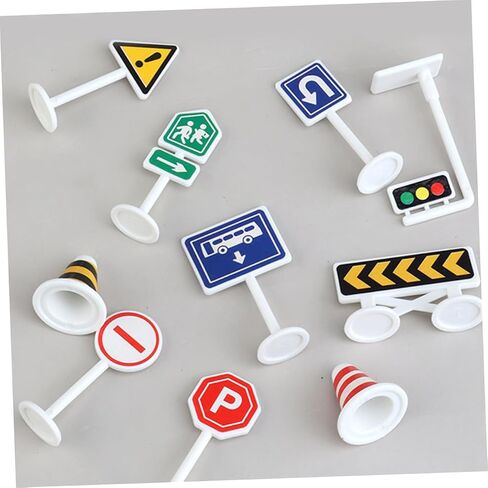 BESTonZON 10pcs Simulation Traffic Sign Model for Miniature Road Signs and Barricades Educational Bright Colors for Early Traffic Knowledge Learning and Interactive Play in Saudi Arabia