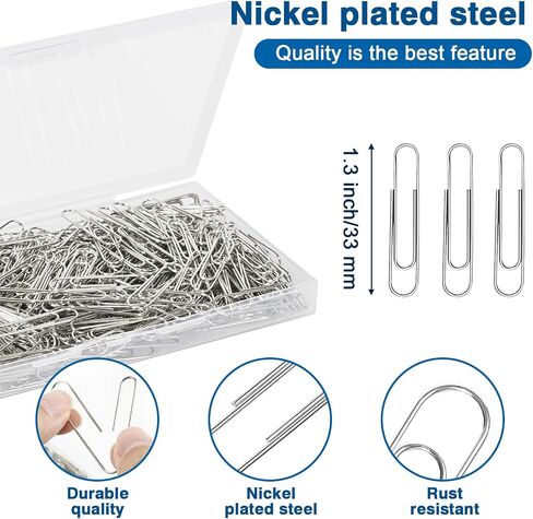 400 Pcs Medium Paper Clips,1.3 inch Smooth Paperclips Metal Paper Clip for Office, School and Teacher Supplies. in Kuwait