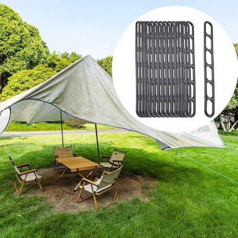 25 Pieces Rope Tighteners Rope Tensioner Canopy Tensioners Outdoor Use 6 Holes Sturdy Camping Tent guyline Cord Adjuster, Black in Saudi Arabia