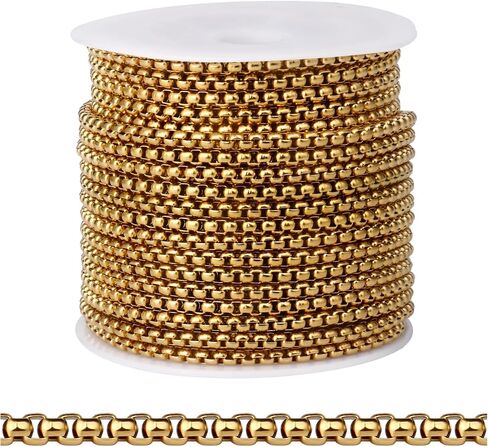 [33FT] Stainless Steel Rolo Box Chains for Jewelry Making, 2.5mm Wide 304 Stainless Steel Rolo Link Chain Roll Bulk for DIY Jewelry Making Craft in Saudi Arabia