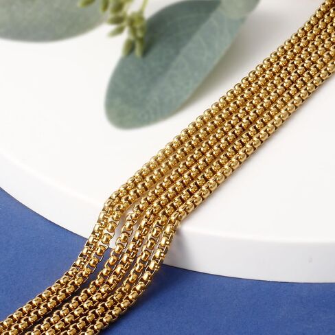 [33FT] Stainless Steel Rolo Box Chains for Jewelry Making, 2.5mm Wide 304 Stainless Steel Rolo Link Chain Roll Bulk for DIY Jewelry Making Craft in Saudi Arabia