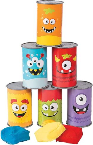 Can Monster Can Thoss - يشمل العلب البلاستيكية وأكياس الفول - ألعاب Carnival Circus Party ونشاط عيد الهالوين للأطفال in Kuwait