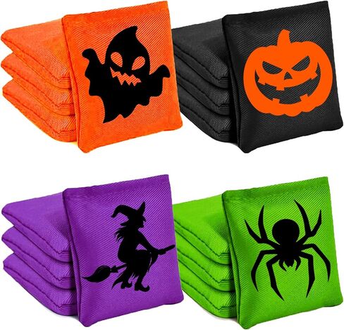 12pcs هالوين فول أكياس الأشباح اليقطين الساحرة العنكبوت أكياس لعبة الكورثول لحفلات تجمع اللوازم (Orange Black Purple Green) in Saudi Arabia