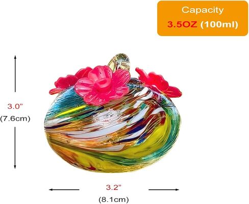 Small Glass Hummingbird Feeders for Outdoors Hanging - Hand Blown Glass Ball Nectar Feeding, Multi Color with 3 Flowers Feeding Ports, Decor for Garden/Backyard Outside in Saudi Arabia